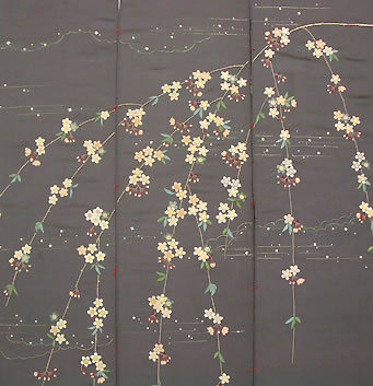 日本刺繍垂れ桜タペストリー
