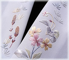 日本刺繍半衿　春草